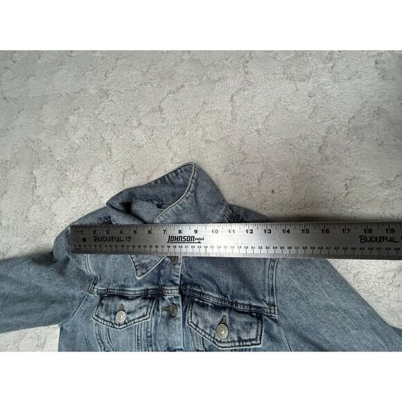 Free People Womens Cropped Jean Jacket Size Small Light Wash Denim Blue Pockets - Picture 4 of 6